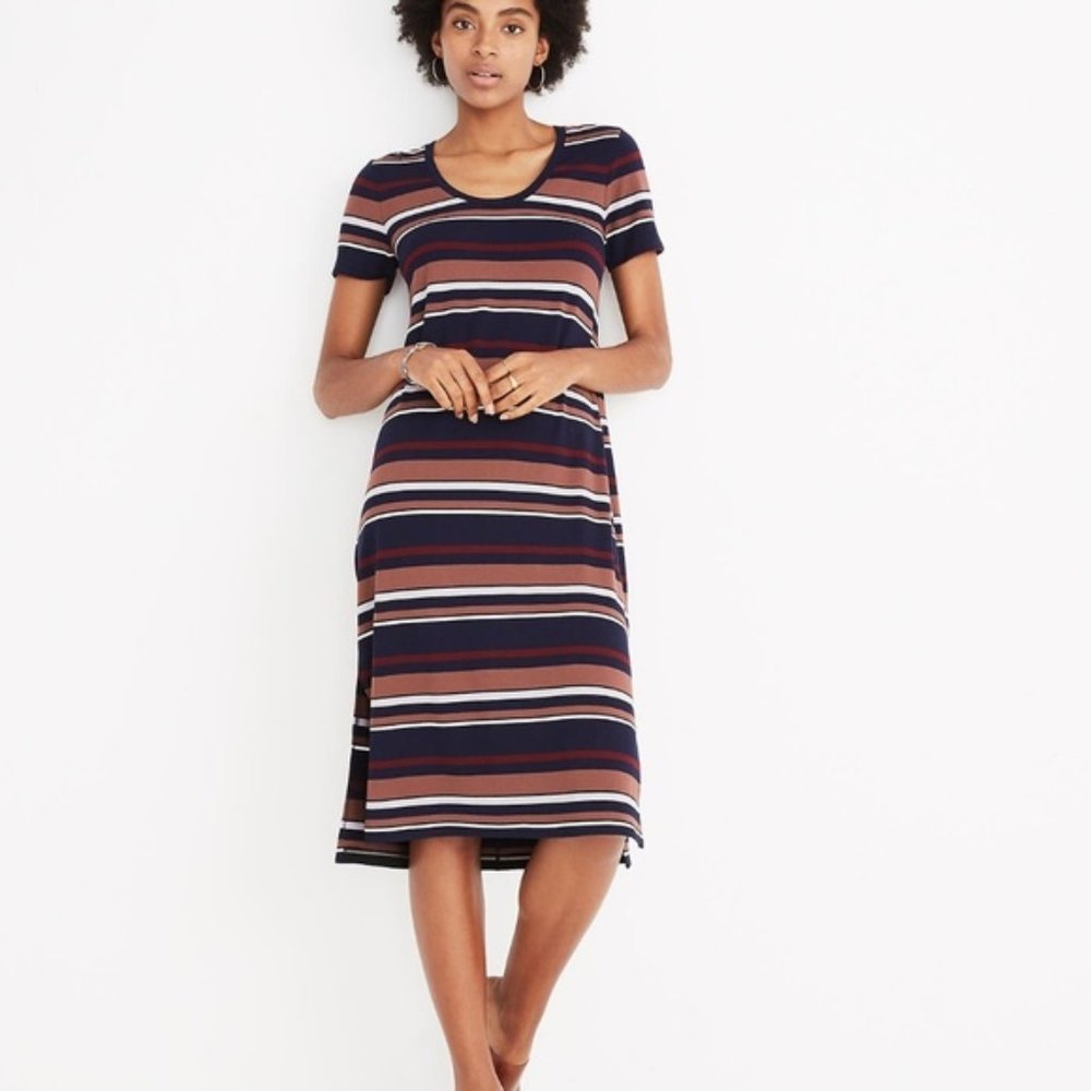 Madewell Striped U-Neck Tee Dress, Size L